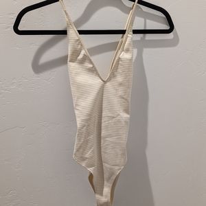 NWOT Marysia beige stripe one piece swimsuit size XS